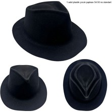 Pandoli Gösteri Için Plastik Siyah Renk Bağcıksız Kovboy Şapkası Çocuk 1 Adet