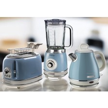 Ariete Vintage Kahvaltı Seti Su Isıtıcı Kettle + Smoothie Cam Blender + Ekmek Kızartma Makinesi Seti Mavi