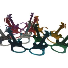 Pandoli Plastik Hawaian Retro Camsız Gitar Şekilli Parti Gözlüğü 6 Renk 6 Adet
