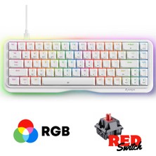 Sarftech K68SE %65 Sade Tasarım USB Beyaz Mekanik Red Switch Gaming Oyuncu Klavyesi Aparat Hediyeli