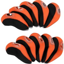 Eruen 10 Adet Golf Ütüler Golf Sopası Kılıfı Seti Fairway Woods Headcovers Koruyucu Kapaklar Siyah ve Turuncu (Yurt Dışından)