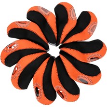 Eruen 10 Adet Golf Ütüler Golf Sopası Kılıfı Seti Fairway Woods Headcovers Koruyucu Kapaklar Siyah ve Turuncu (Yurt Dışından)