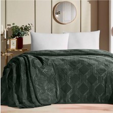 Mediterian Haki Art Deco tek kişilik battaniye 155x220, şık ve rahat kullanım sağlar