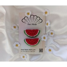 İnci Mode Kız Çocuk Karpuz Meyveli 2'li Toka Seti Hand Made Örgü Toka