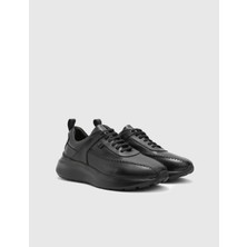 İLVİ Romelu Hakiki Deri Erkek Siyah Spor Ayakkabı