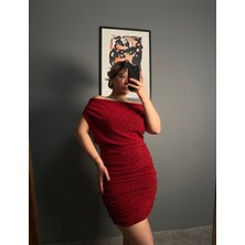 Selincinar.co Kırmızı Drape Elbise