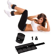 Anorsel El ve Ayak Bilek Ağırlığı 2x1 kg Kum Torbası Korsesi Ağırlık Kas Güçlendirmek Pilates 1kg Siyah Set