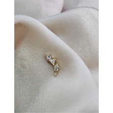 Eva Takı Çiçek Modern Model Kıkırdak Piercing Tragus Helix Altın Gold Renk Küpe