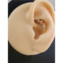 Eva Takı Çiçek Modern Model Kıkırdak Piercing Tragus Helix Altın Gold Renk Küpe