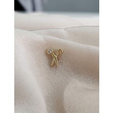 Eva Takı Makas Model Kıkırdak Piercing Tragus Helix Altın Gold Renk Küpe