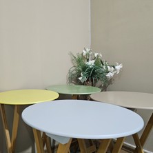 Tekir Store Çanta Sehpa Oval Model Ahşap Mdf Dekoratif 4 Lü Zigon