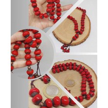 Yaşam Tohumu Anadolu Toprağı Serisi 33'lük Kırmızı Renk Seramik Boncuk Tesbih 10-12MM (54120)