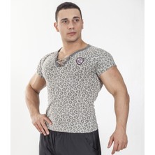 Leopar Desenli Slim Fit Tişört Big Sam 2831