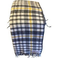 Mediterian Yumuşak pamuklu ekoseli battaniye, 130x170 cm, şık gri renk