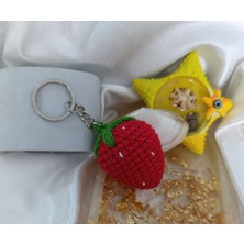 İnci Mode Sevimli Çilekli Anahtarlık Amigurumi Örgü Anahtarlık ve Çanta Aksesuarı