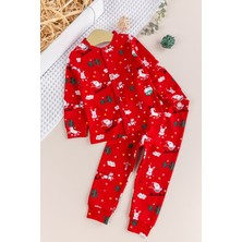 Babymod Yılbaşı Temalı Pamuk Unisex Kırmızı Çocuk Pijama  Takımı