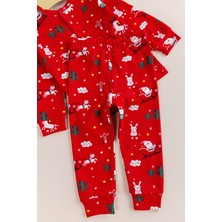 Babymod Yılbaşı Temalı Pamuk Unisex Kırmızı Çocuk Pijama  Takımı