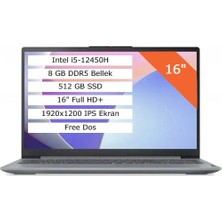 Lenovo Ideapad Slim 3 16IAH8 83ES002ETRM3 I5-12450H 8 GB 512 GB SSD 16" Windows 11 Pro Wuxga Dizüstü Bilgisayar