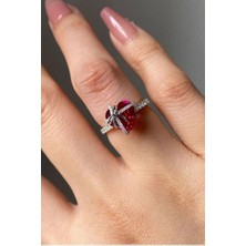 Ricco Jewellery 14 K White Gold Kaplama 925 Ayar Gümüş Hera Tektaş Yüzük • Kadife Işıklı Kutu ile Gönderilir