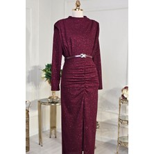 Bordo Simli Drape 3625