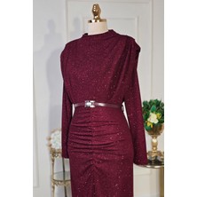 Bordo Simli Drape 3625
