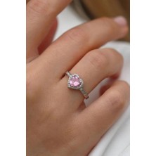 Ricco Jewellery 14 K White Gold Kaplama 925 Ayar Gümüş  Ilişki Yüzüğü