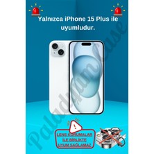 Paladyum Case iPhone 15 Plus Uyumlu Lens Korumalı Simli Kelebekli Çiçekli Kılıf