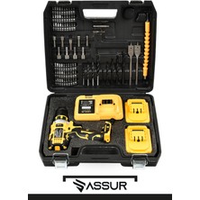 Assur 12V 2.0Ah Şarjlı Matkap Metal Şanzıman Bakır Sargılı Çift Akülü 84 Parça Set