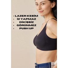 TECHNO 8Q Dikişsiz Pedli Yumuşak Iz Yapmaz Lazer Kesim Balensiz Push Up Toparlayıcı Invisible Görünmez Sütyen