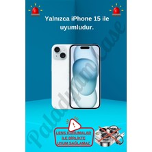 Paladyum Case iPhone 15 Uyumlu Lens Korumalı Simli Kelebekli Çiçekli Kılıf