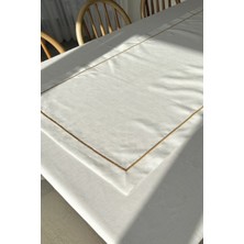 Creaminhome  Gold  Çizgili  Masa Örtüsü Takımı