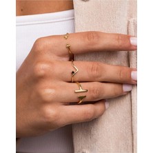Ricco Jewellery 14 K Gold Kaplama 925 Ayar Gümüş T Yüzük