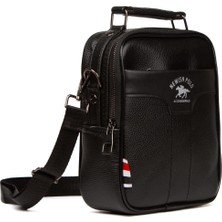 Newish Erkek Siyah Deri Telefon Bölmeli Ayarlanabilir Çapraz Askılı Günlük El ve Omuz Çantası new001