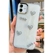 3gen Case Iphone 12 & Iphone 12 Pro Uyumlu 3D Taş Kurdele Kelebek Kalp Işleme Motifli Sert Kapak