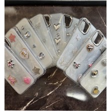 3gen Case Iphone 12 & Iphone 12 Pro Uyumlu 3D Taş Kurdele Kelebek Kalp Işleme Motifli Sert Kapak