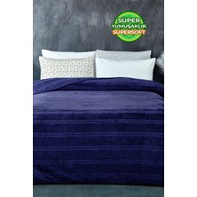 Mediterian Yumuşak ve rahat tek kişilik 150x230 cm koyu mavi polyester battaniye