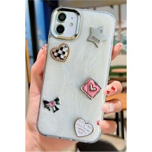 3gen Case Iphone 12 & Iphone 12 Pro Uyumlu 3D Taş Kurdele Kelebek Kalp Işleme Motifli Sert Kapak