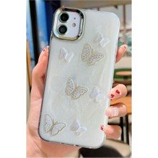 3gen Case Iphone 12 & Iphone 12 Pro Uyumlu 3D Taş Kurdele Kelebek Kalp Işleme Motifli Sert Kapak