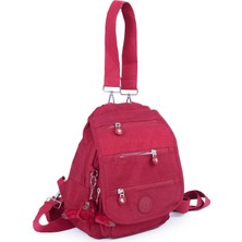 Küçük Boy Krinkıl / Klinkır Su Geçirmez Çok Gözlü Uzun Askı Günlük El Omuz Çapraz ve Sırt Çantası Kırmızı 13-5A
