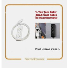 Viko Multi-Let 3 Lu 3x2.5 (12 Ile 40 Metre Arası)  Topraklı Çocuk Korumalı Uzatma ( 3x2.5 Ünal Kablo Tam Bakır)