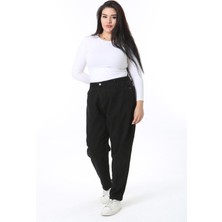 Kadın Büyük Beden Siyah Yüksek Bel 5 Cepli Kot Pantolon 65N38441