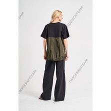 Klein Oversize Paraşüt Cep Detaylı Haki Tshirt