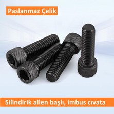 İlta Life İmbus Siyah Çelik Civata Din 912 8.8 Kalite 4 x 25 mm 50 Adet