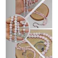 Yaşam Tohumu Pembe Siyah Alacalı Opal Taşı 99LUK Tesbih 8mm (42110)