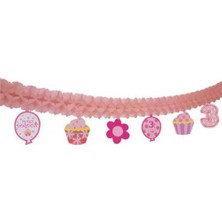 Partici 3 Yaş Temalı Pembe Kağıt Zincir Süs
