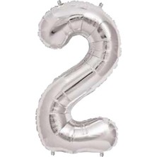 Partici 2 Rakam Folyo Balon Gümüş 100CM