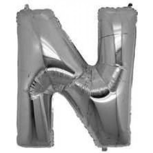 Partici N Harf Folyo Balon Gümüş 40CM