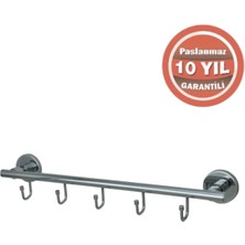 Çelik Banyo Paslanmaz Pirinç Flora 5'li Askılık