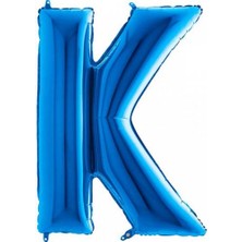 Partici K Harf Folyo Balon Mavi 100CM