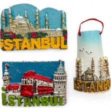 Nice And Bonita Magnet, Buzdolabı Magneti, 3 Adet Polyester Magnet Seti Mutfak Süsü, Ev Dekor Istanbul Temalı Galata